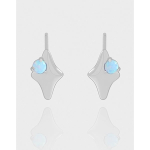 S925 Sterling Silver Star Stud Earrings Minimalist Geometric Blue Synthetic Opal Earrings For Women Korean Style Fashion Jewelry