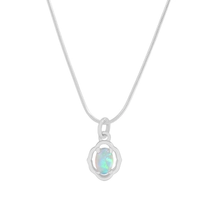 S925 Sterling silver snake chain necklace with hollow garland opal pendant for women