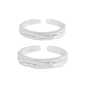 Bagues en argent sterling S925 avec texture froissée pour couples, style ouvert