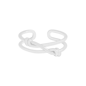 Minimalist S925 sterling silver double-layer knotted open ring for women in silver finish