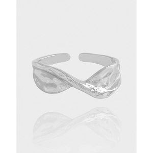 S925 Sterling Silver Irregular Wave Texture Open Ring For Women Minimalist Korean Style Adjustable Finger Ring Jewelry Accessory