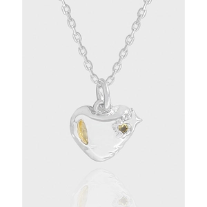 925 Sterling Silver Heart Pendant Necklace For Women Korean INS Style Minimalist Zirconia Clavicle Chain Fashion Jewelry Gift