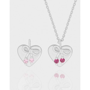 925 Sterling Silver Bow Heart Pendant Necklace For Women Korean INS Luxury Fashion Minimalist Zirconia Inlaid Choker Jewelry