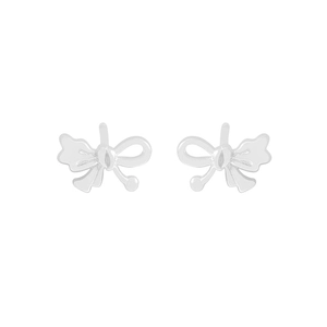 Minimalist S925 sterling silver asymmetrical bow earrings with textured wavy finish
