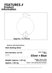 Detail specifications of S925 sterling silver bracelet with butterfly flower pendant size