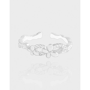 S925 Sterling Silver Butterfly Open Ring For Women Elegant Pleated Texture Adjustable Ring Minimalist INS Style Finger Jewelry Gift