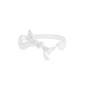 Irregular bow-shaped S925 sterling silver open ring with polished minimalist design