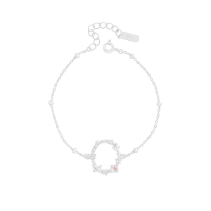 S925 sterling silver butterfly flower bracelet with moonstone on white background