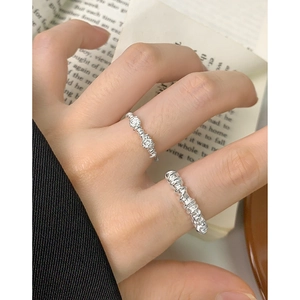 Minimalist S925 sterling silver irregular spiral rings with zircon stones for women