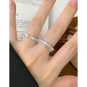 Minimalist S925 sterling silver layered rings with twisted and beaded stackable design