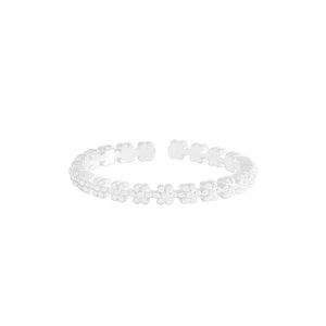 Minimalist S925 sterling silver open ring with adjustable daisy flower pattern design