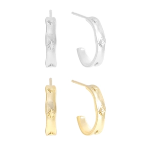 Matte S925 Sterling Silber Starburst C-Form Ohrstecker in Gold und Silber Ausführungen