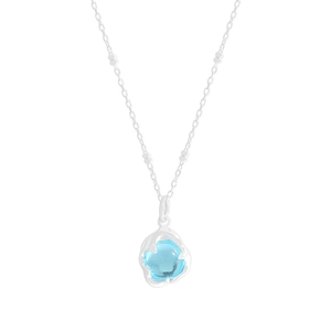 Collier en argent S925 minimaliste avec pendentif cristal bleu et monture style lave