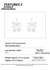 Detailed specs of S925 sterling silver cherry bow earrings size 18mm by 13mm