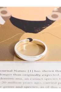 Detail shot of the S925 sterling silver minimalist ring showing the inner metal hallmark