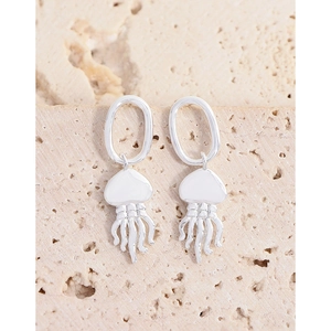 Boucles d'oreilles méduses en argent sterling S925 avec détails de tentacules sur pierre