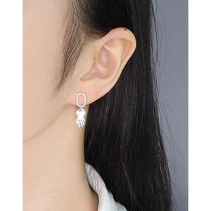 Boucles d'oreilles méduses minimalistes en argent sterling S925 pour femmes élégantes