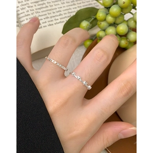 Minimalist S925 sterling silver ring set with hollow and embossed heart patterns