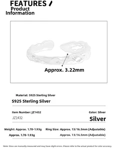Detail specifications of S925 sterling silver open ring with irregular lava texture