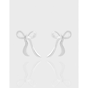 925 Sterling Silver Bowknot Stud Earrings For Women Irregular Ribbon Design Minimalist ins Style Light Luxury Jewelry Gift