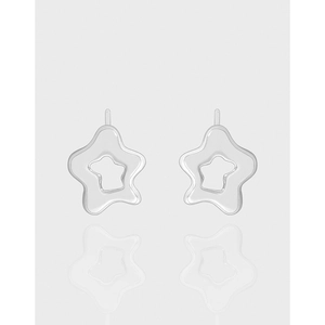 925 Sterling Silver Irregular Hollow Star Stud Earrings Minimalist Geometric Starburst Earrings For Women Jewelry Gift