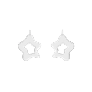 Minimalist S925 sterling silver hollow star stud earrings with polished geometric design