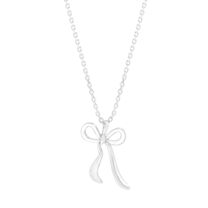 Collier nœud ruban en argent sterling S925 avec chaîne croisée élégante pour femmes