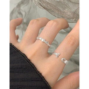 Lava texture S925 sterling silver minimalist irregular wave rings for women