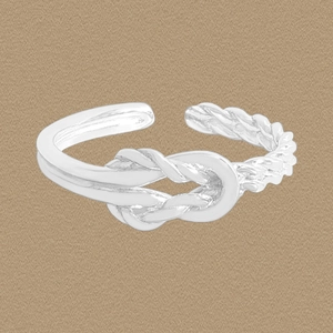925 Sterling Silver Twisted Knot Adjustable Ring For Women Minimalist Braided Rope Finger Jewelry Vintage Silver Ring