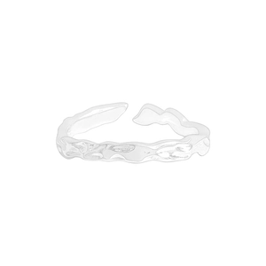 Minimalist S925 sterling silver open ring featuring irregular molten lava texture design