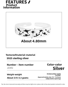 Details des S925 Silbersternrings mit 4,80 mm Breite und 3,15 g Gewicht im Überblick