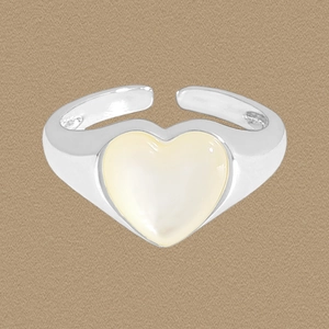 Anello Aperto in Argento Sterling S925 Con Conchiglia a Cuore per Donna Design di Nicchia Coreano Lusso Leggero Elegante Anello Regolabile a Forma di Cuore Gioielli Regalo