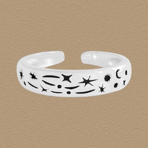 S925 Sterling Silver Star Moon Celestial Open Ring For Women Minimalist Engraved Adjustable Fashion Jewelry Finger Ring