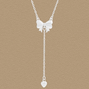 925 Sterling Silver Bow Tie Heart Pendant Necklace Elegant Dainty Y-Shaped Clavicle Chain For Women Sweet Jewelry Gift