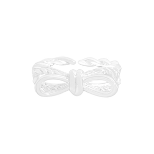 Minimalist S925 sterling silver bow ring with twisted double layer open band design