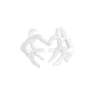 Anello a cuore in argento sterling S925 con trama a lava e fascia aperta regolabile