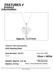 Spécifications de taille pour le collier avec pendentif cœur et nœud en argent S925