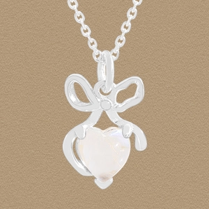S925 Sterling Silver Bow Heart Moonstone Pendant Necklace For Women Elegant Korean Light Luxury Dainty Clavicle Chain Jewelry