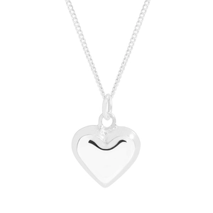Polished silver S925 heart pendant necklace for women with a sleek mirror finish surface