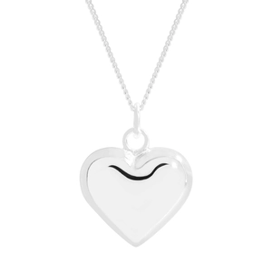 Polished S925 sterling silver heart pendant necklace with elegant adjustable chain link