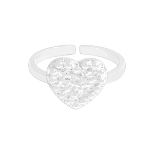Minimalist S925 sterling silver heart ring with lava texture and adjustable band