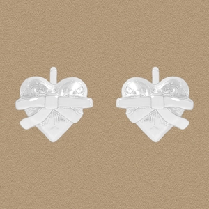 Boucles d'Oreilles Clous Cœur et Nœud en Argent Sterling 925 pour Femmes Minimaliste Coréen Romantique Bijoux Strass Argent