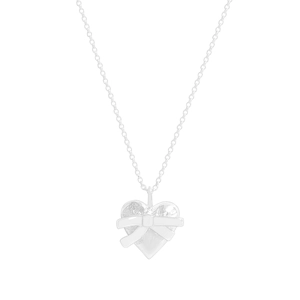 Collier cœur en argent S925 avec nœud en relief et chaîne maille forçat chic