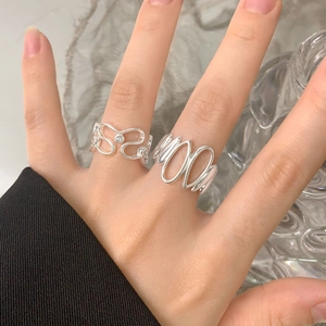 Minimalist S925 sterling silver irregular water drop ring with zircon butterfly design
