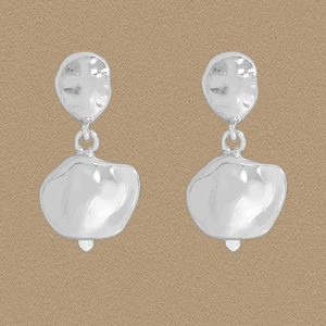 925 Sterling Silver Irregular Hammered Texture Stud Earrings Modern Liquid Metal Design Minimalist Earrings For Women