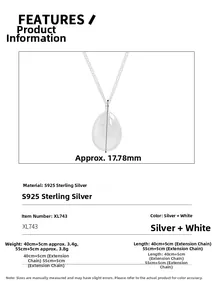 Detail specifications of S925 sterling silver water drop pendant necklace with measurements