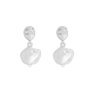 Minimalist S925 sterling silver earrings with irregular fluid texture design
