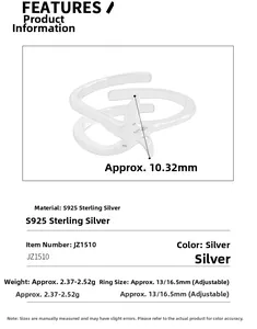 Detail of S925 sterling silver starfish ring showing dimensions and weight specifications