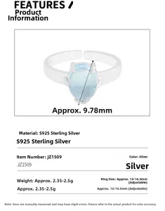 Macro detail of S925 sterling silver ring featuring a 9.78mm teardrop aquamarine stone