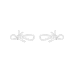 Minimalist S925 sterling silver bow knot stud earrings with a high-polished finish